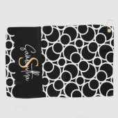 モノクロの円パターン（モノグラム） ゴルフタオル (横)