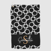 モノクロの円パターン（モノグラム） ゴルフタオル (正面)