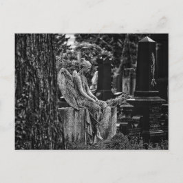 モノクロの写真のメランコリックな天使 ポストカード