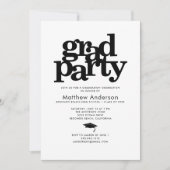 モノクロの卒業パーティー　モダンで大胆なタイポグラフィー 招待状 (正面)