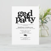 モノクロの卒業パーティー　モダンで大胆なタイポグラフィー 招待状 (スタンド正面)