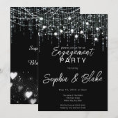 モノクロの吊るし照明が彩るエンゲージメントパーティー 招待状 (正面/裏面)
