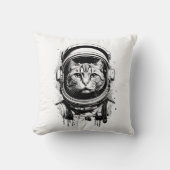 モノクロの宇宙猫 クッション (正面)