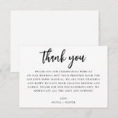 モノクロの感謝を込めて。現代風のウェディングノート 招待状 (正面/裏面)