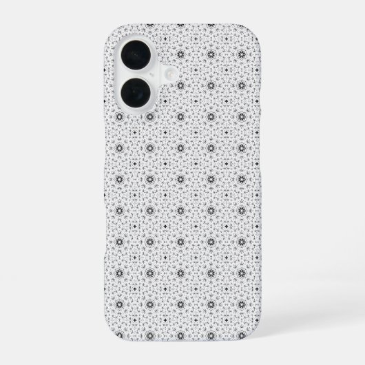モノクロの抽象的な落書き Maacah001 iPhone 16ケース (裏面)