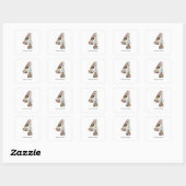 モノクロの数字4の写真コラージュ スクエアシール (シート)