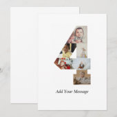 モノクロの数字4の写真コラージュ 案内状 (正面/裏面)