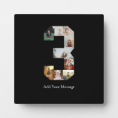 モノクロの数字3の写真コラージュ フォトプラーク (正面)