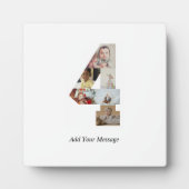 モノクロの数字4 フォト コラージュ フォトプラーク (正面)