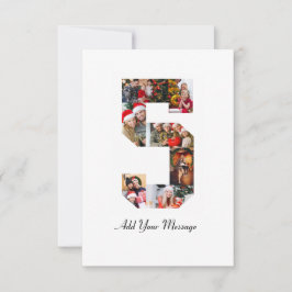 モノクロの数字5の写真コラージュ カード