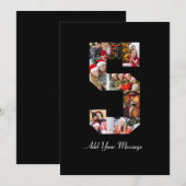 モノクロの数字5の写真コラージュ サンキューカード (正面/裏面)