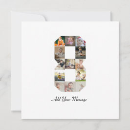 モノクロの数字8の写真コラージュ カード