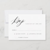 モノクロの文字の結婚式出欠確認カード 出欠カード (正面)