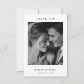 モノクロの新婚フォト ウェディング サンキューカード (正面)