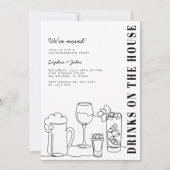 モノクロの新居パーティー 招待状 (正面)