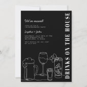 モノクロの新居パーティー 招待状 (正面)