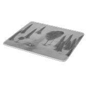 モノクロの木々 の鉛筆画 ファインアート カッティングボード (角)