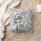 モノクロの木のイラスト 手描きアート クッション (ブランケット)