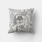 モノクロの木のイラスト 手描きアート クッション (裏面)