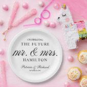 モノクロの未来のミスター&ミセス婚約パーティー ペーパープレート (パーティー)