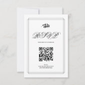 モノクロの枝とQRコードのエレガントな結婚式 出欠カード (正面)