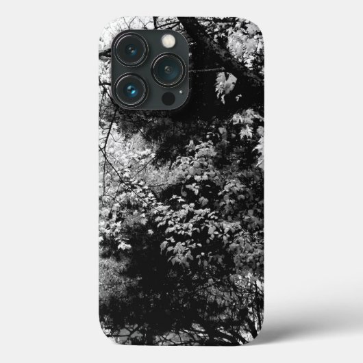 モノクロの森の葉の模様 自然 Case-Mate iPhoneケース (裏面)