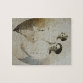 モノクロの楕円マスク RPPC 写真画像 母と娘 ジグソーパズル (横)