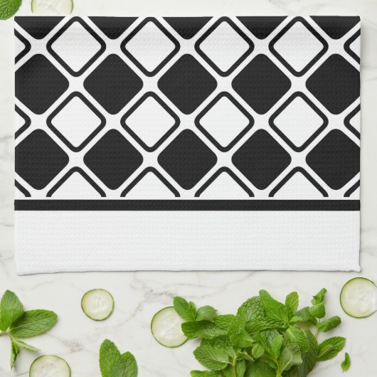 モノクロの正方形 キッチンタオル (折り畳み)