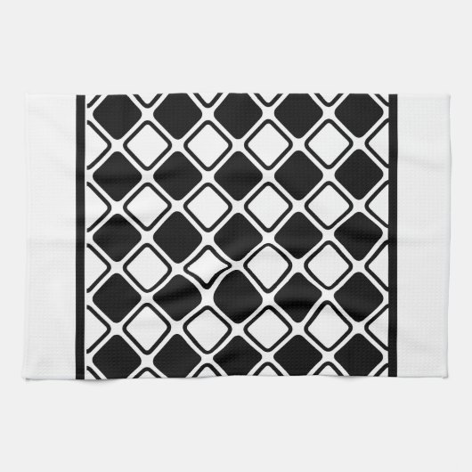 モノクロの正方形 キッチンタオル (横)
