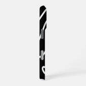 モノクロの波線アート抽象画 iPhoneケース (右側面)