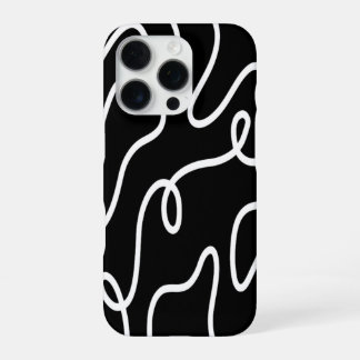モノクロの波線アート抽象画 iPhone 16 PROケース
