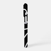 モノクロの波線アート抽象画 iPhoneケース (左側面)