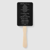 モノクロの洗練された結婚式プログラム ハンドファン (裏面)