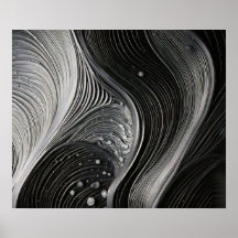 モノクロの流れる波ライン柄