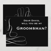 モノクロの渦巻き　あなたは私の介添人になってくれる？ 招待状 (正面/裏面)