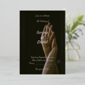 モノクロの猶予：ブラック、グレーの結婚式招待状 箔招待状 (立ち正面)