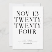 モノクロの現代的でシンプルなミニマルウェディング セーブザデート (正面)