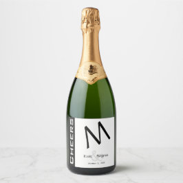 モノクロの現代的なデザイン スパークリングワインラベル