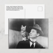 モノクロの男性と猫のはがき ポストカード (正面/裏面)