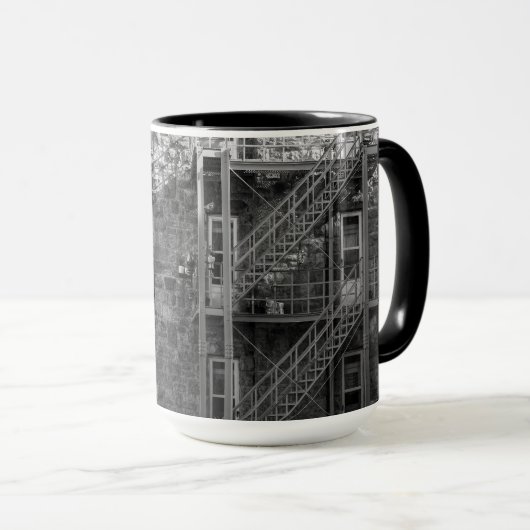モノクロの石造建築 マグカップ (正面右)