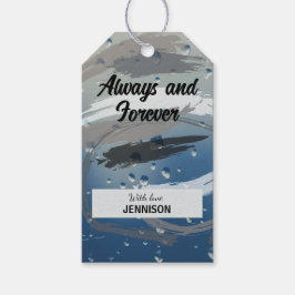 モノクロの筆致が織りなす永恒の美しさ - ブラック、ホワイト & グレー ギフトタグ