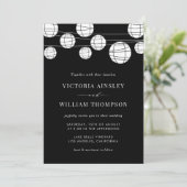 モノクロの紙のランタン 結婚式招待状 招待状 (スタンド正面)