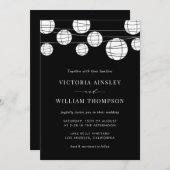 モノクロの紙のランタン 結婚式招待状 招待状 (正面/裏面)