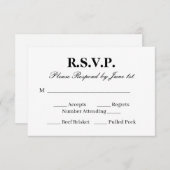 モノクロの結婚式にぴったりな洗練されたRSVPカード 出欠カード (正面/裏面)