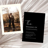 モノクロの結婚式のカップル写真 招待状