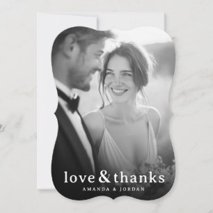 モノクロの結婚式の写真 サンキューカード