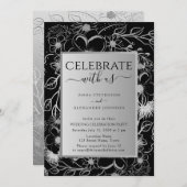 モノクロの結婚式の披露宴 招待状 (正面/裏面)