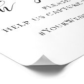 モノクロの結婚式サイン。Instagramのハッシュタグ ポスター (角)
