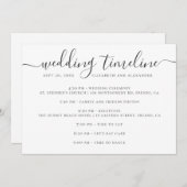 モノクロの結婚式パーティタイムラインの台本 招待状 (正面/裏面)