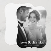 モノクロの結婚式フォト サンキューカード (正面/裏面)
